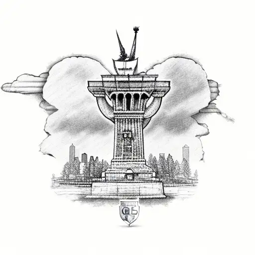 Cedar Tree Of Lebanon With Statue Of Liberty And Cardiac Ekg With Stethoscope