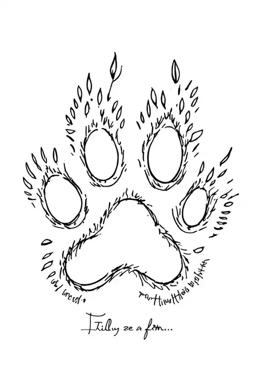 Paw Print With Tilly Underneath In Cursive Writing