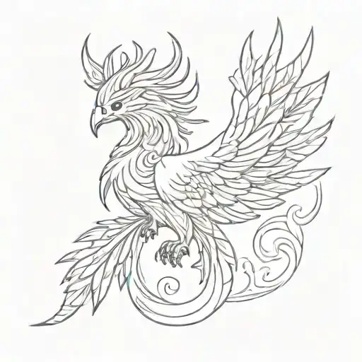 A Phoenix Tattoo Of 2-3 Inch With No Filling Only Outline And Simple Design
