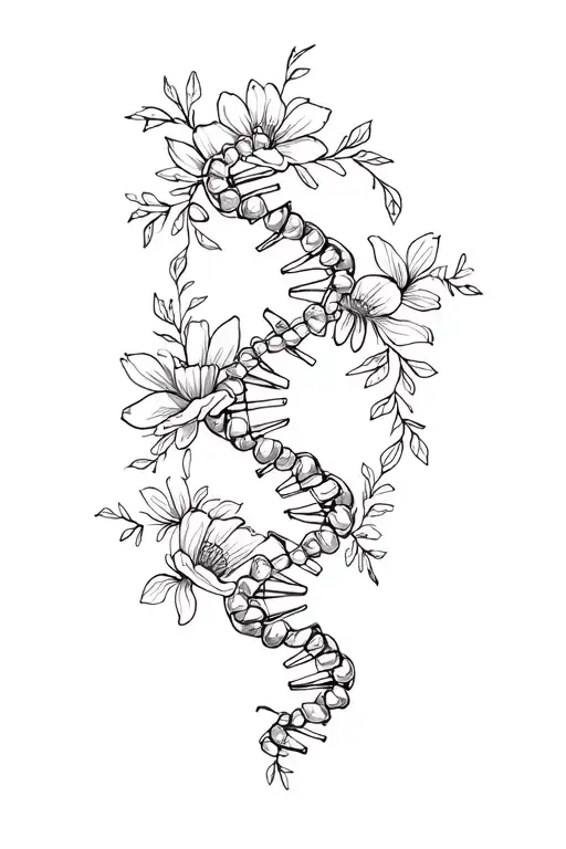 Dna Strand Made Of Flowers Intertwined