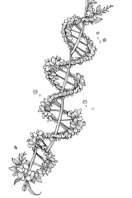 Dna Strand Made Of Flowers Intertwined Hearts