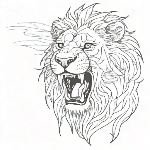 Outline Of Roaring Lion Face With Ocd Inside Representing