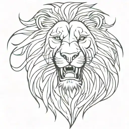 Simple Abstract Outline Of Roaring Lion Face With Ocd Inside Representing