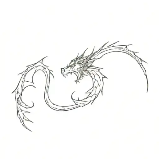 Simple Dragon Line Tattoo Design