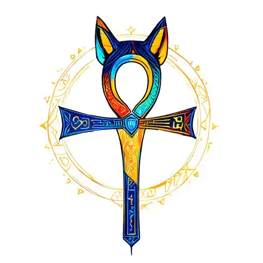 Bastet Tricolor Ankh Symbol
