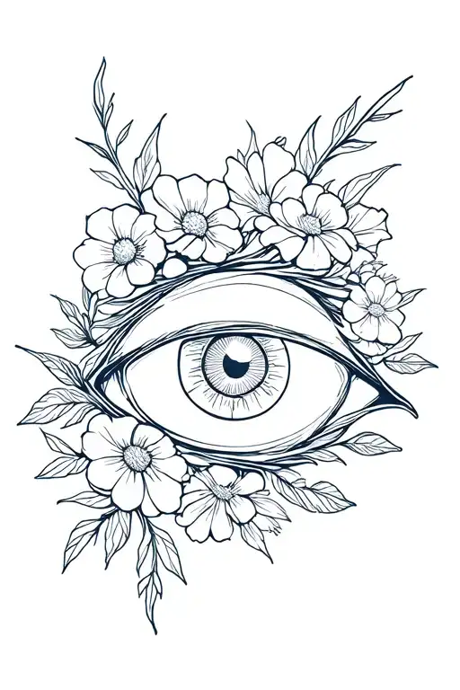 Evil Eye Symbol With Flowers