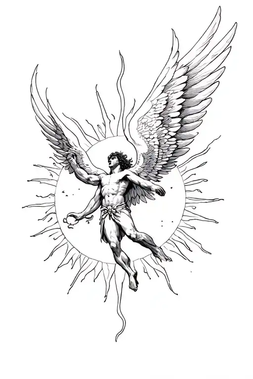 Icarus Falling From The Sun With His Wings Melting