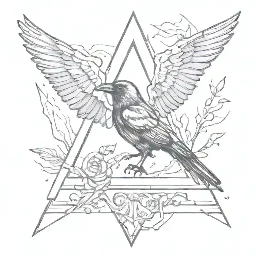 Triangle And Crow Flying