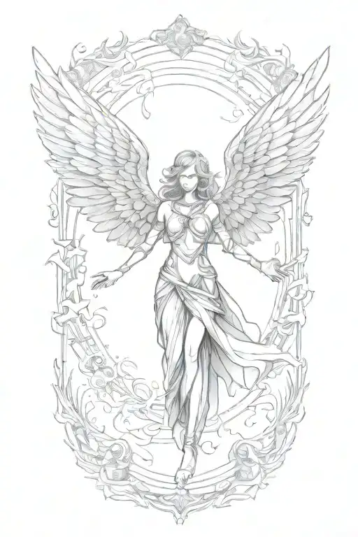 Angle With Wings Coming Downwards And Bright Light Behind