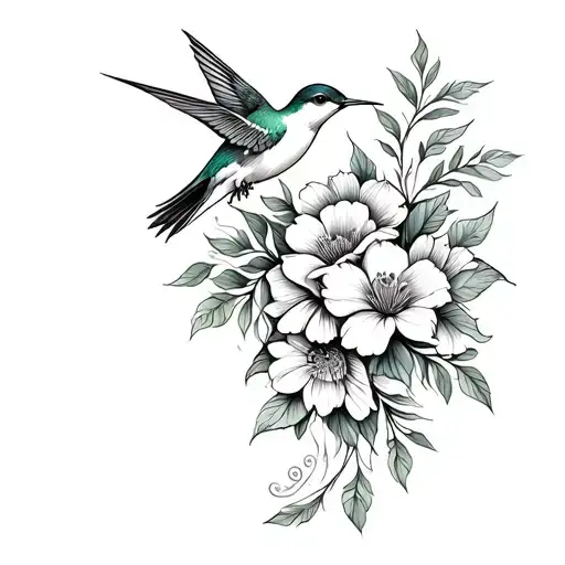 An Intricate Design Of Hummingbirds And Flowers Intertwined
