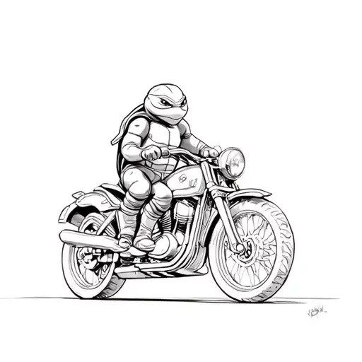 Ninja Turtle On A Motorcycle Riding