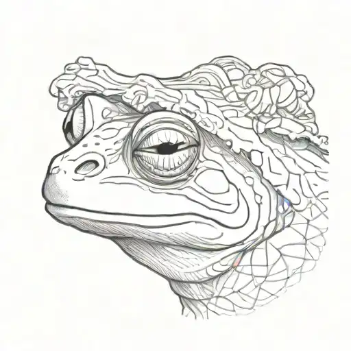 Profile Portrait Of An Old Frog In Glasses And A Head Scarf With A Lace Border