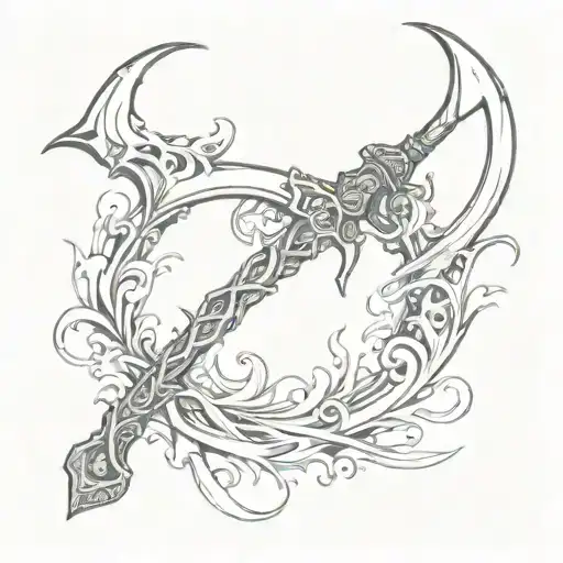 Deaths Scythe Sickle Weapon With Long Blade Stylized Concept Design