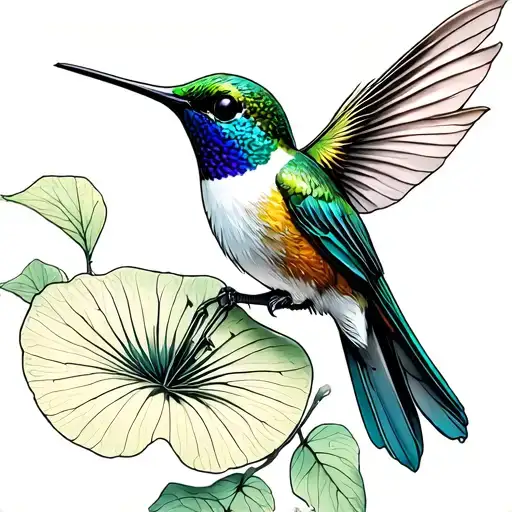 Ginko Bibilo Leaf And The Hymmingbird