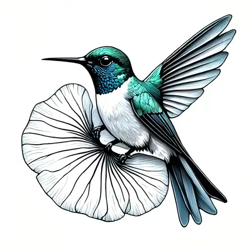 Ginko Bibilo Leaf And The Hymmingbird