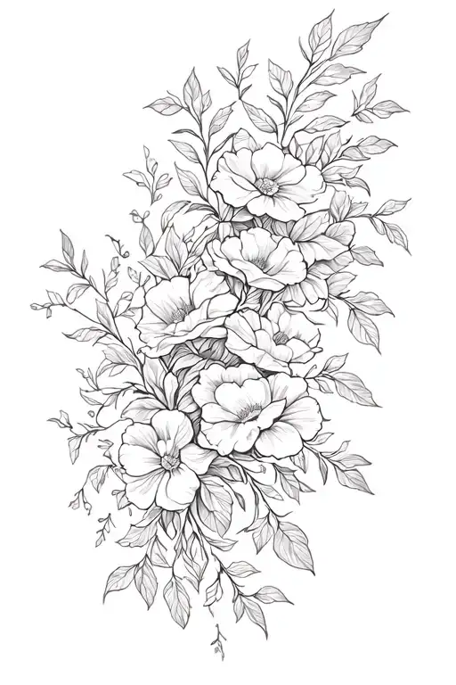 Vines And Florals Wrapping Around Shoulder And Upper Arm