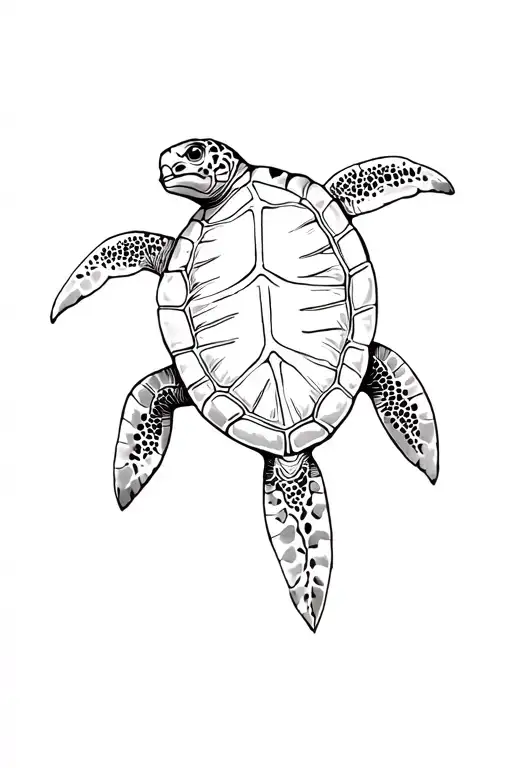 Turtle Swimming From The Back