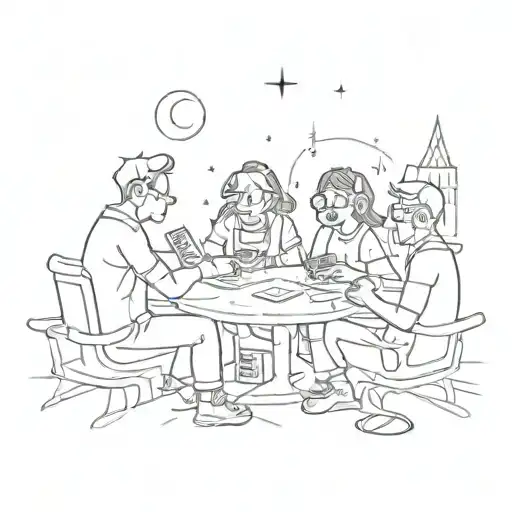 A Sketch Of A Fun And Laughter-filled Coding Session Under The Moonlight
