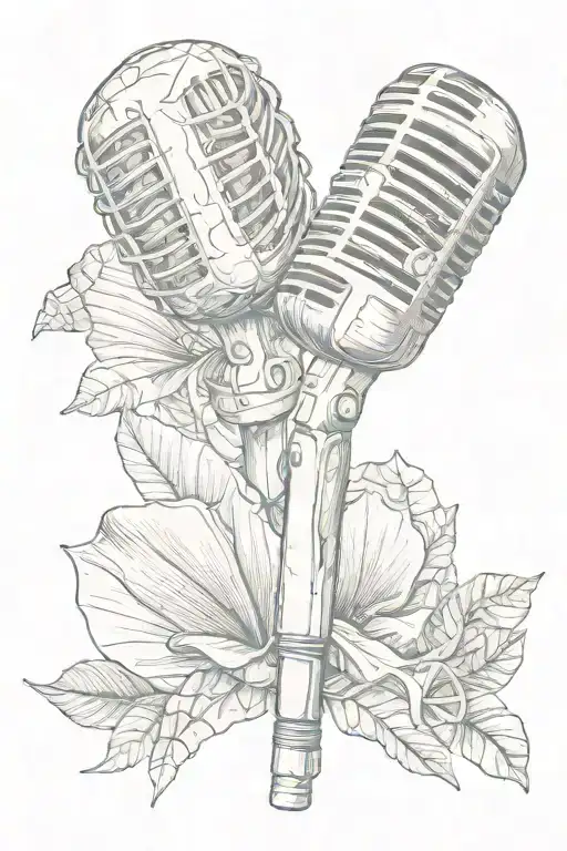 A Microphone And A Seashell Intertwined To Represent The Harmony Between Music And Nature