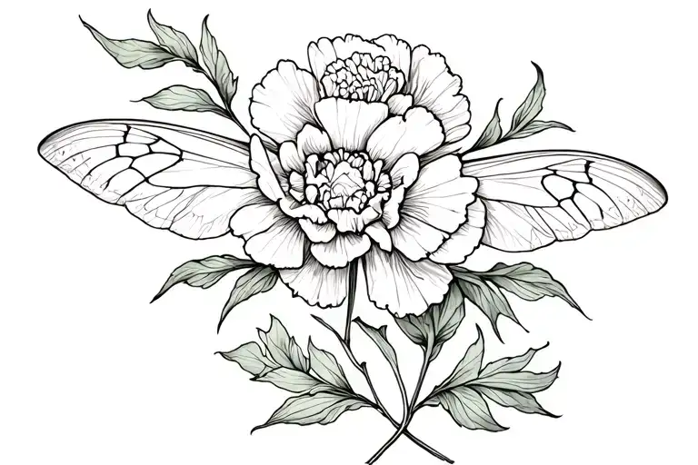 Carnation Tattoo With Moth In The Hips Area Code Intertwined