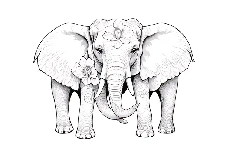Elephants And Orchids Intertwined