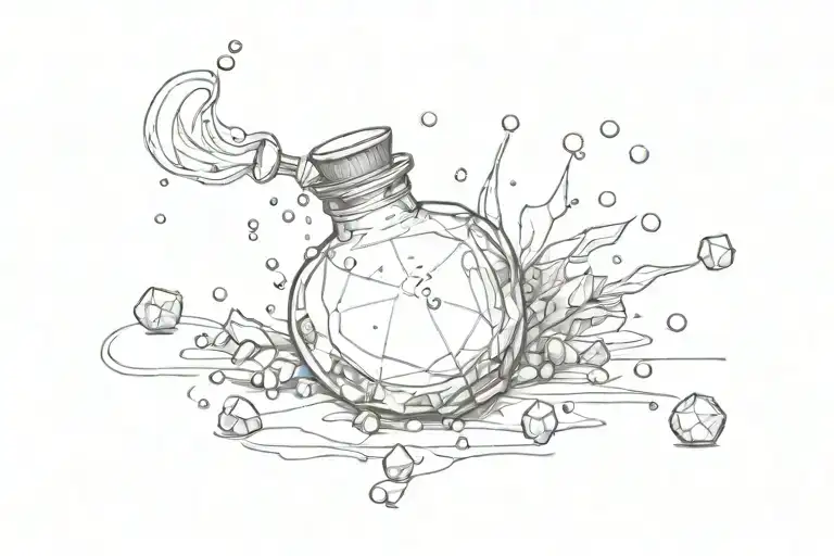 Potion Bottle With Crystals Being Dispersed