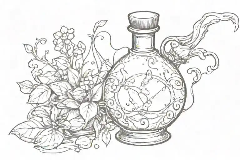 Potion Bottle With Crystals Growing