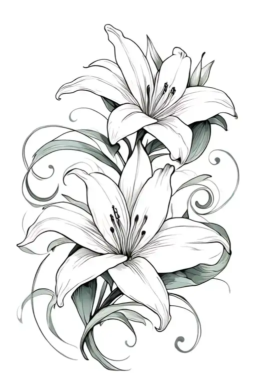 Lilies Intertwined With Swirls