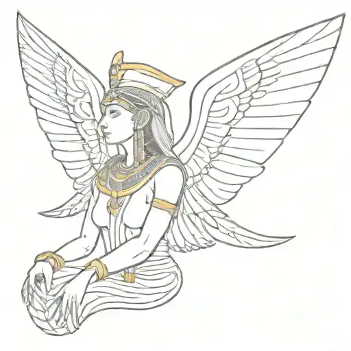 Egyptian Goddess With Open Wings