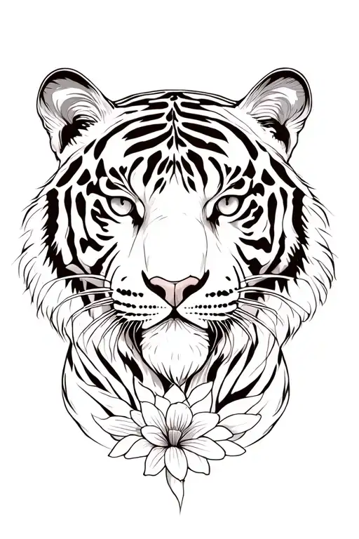 Tiger And Egal And Flower