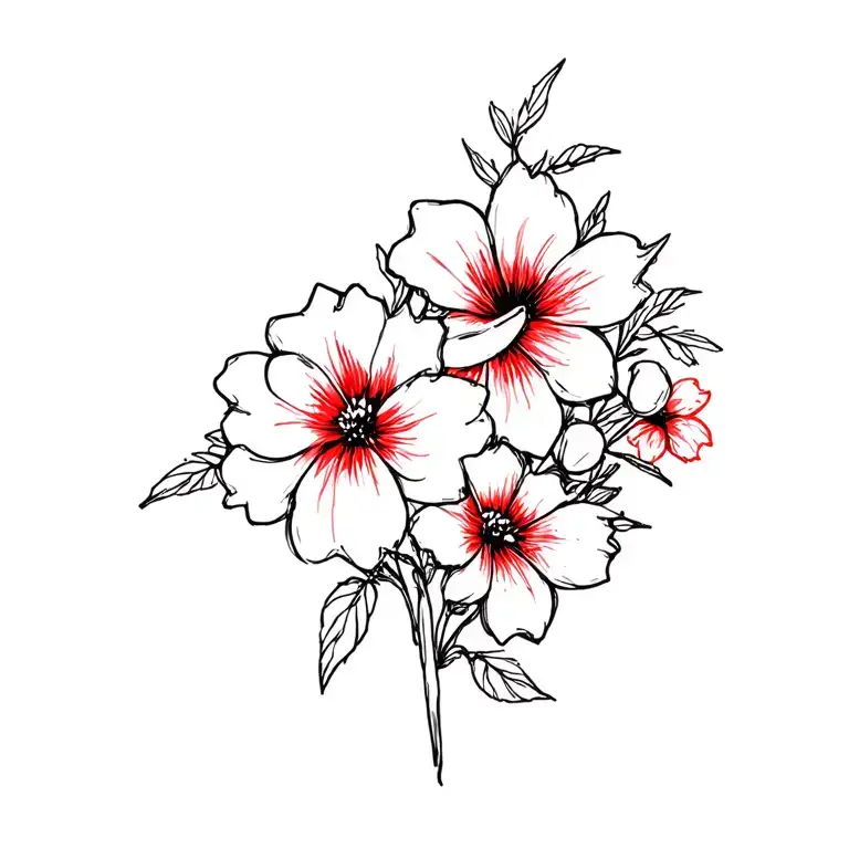 Black And Red Flowers