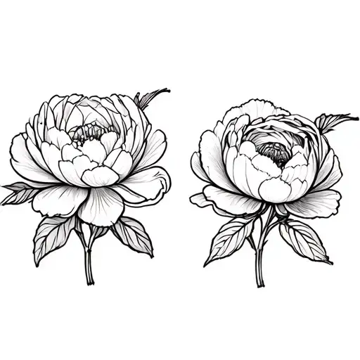 Two Peonies And Beetle