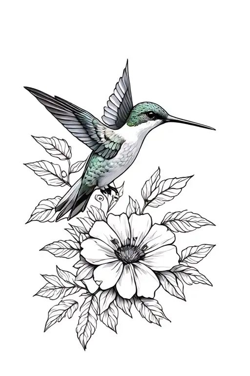 Hummingbird And Flowers