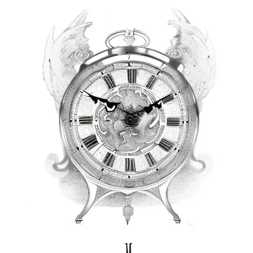 A Clock With Roman Numerals And Rap-related Symbols As The Clock Hands