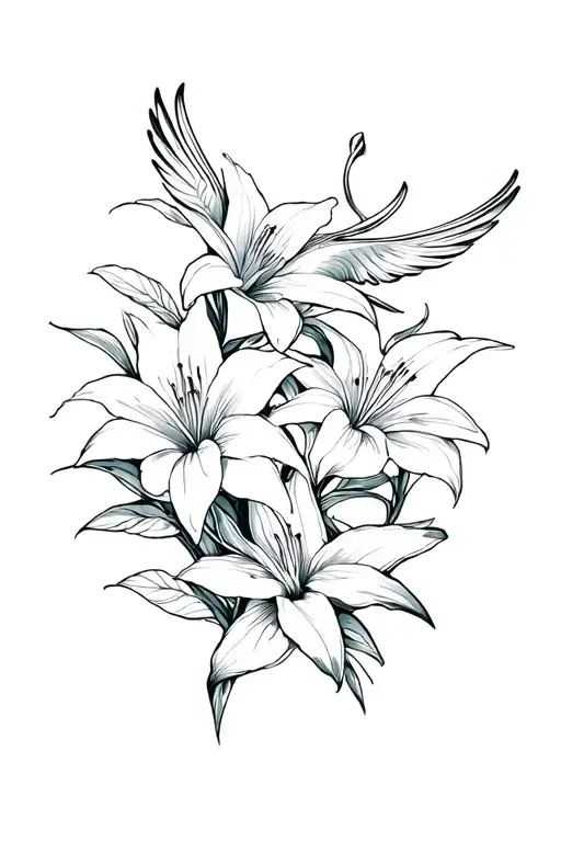 Lily And Sparrow Intertwined