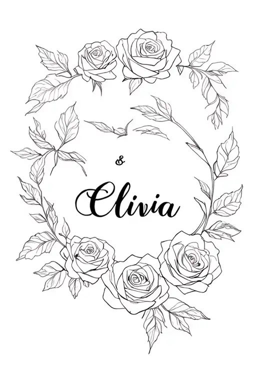 Roses And Card Featuring The Name Olivia And Drew