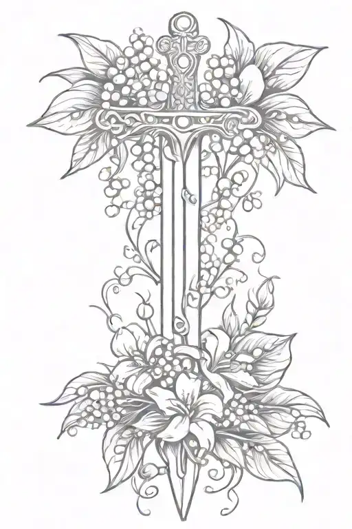 Delicate Dagger With Lilly Of The Valley Flowers Intertwined
