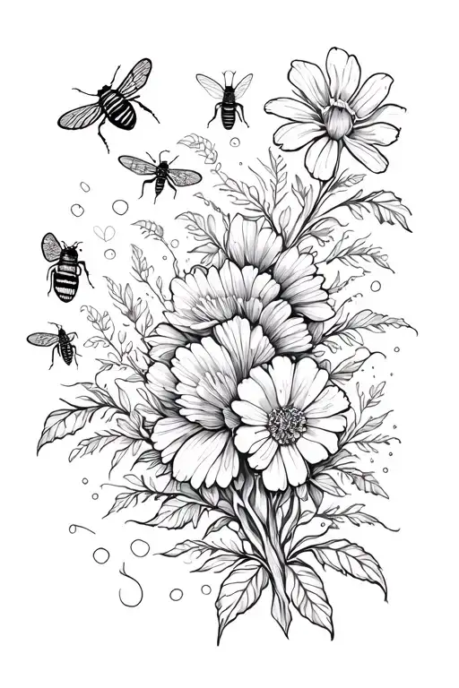 Forearm Sleeve With Insects And Flowers Growing Amidst