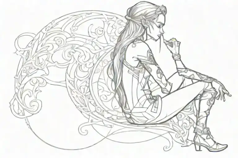 Elf Girl Body Sits With Her Back Turned