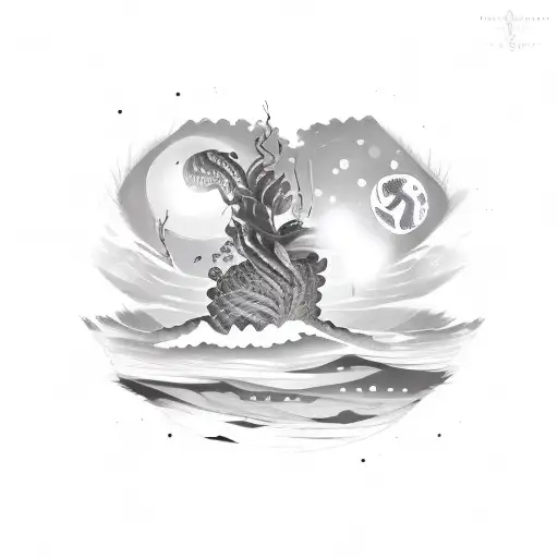 Snake Going Over A Skull With Wildflowers In Background And A Candle Burning Next To Skull