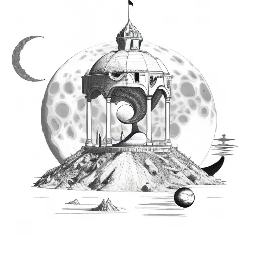 Crescent Moon In Corner To Saturn And Change Figure In Middle To A Fox