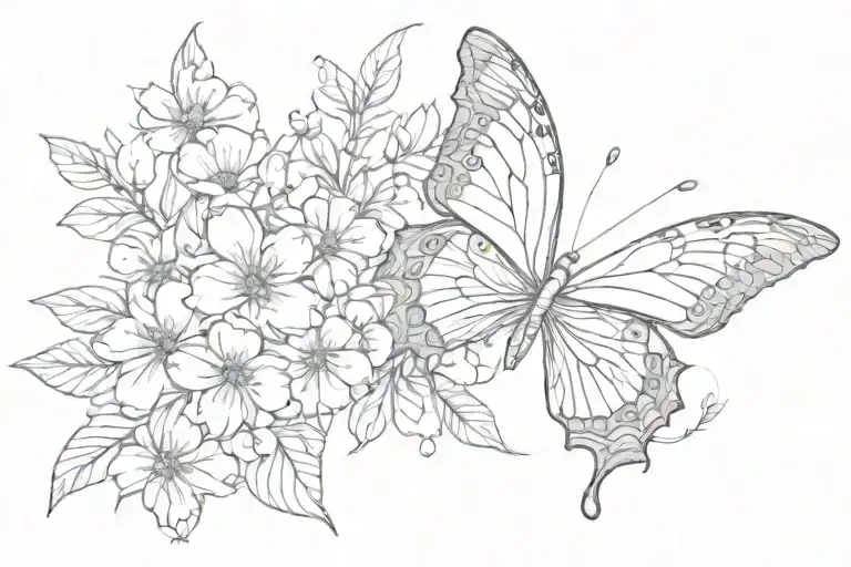 Butterfly With Flowers