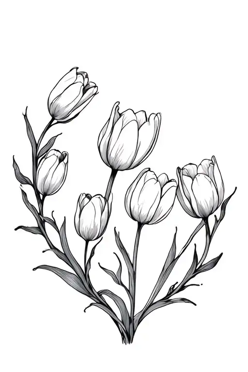Willow Tree Vines Around Tulips Black And Grey