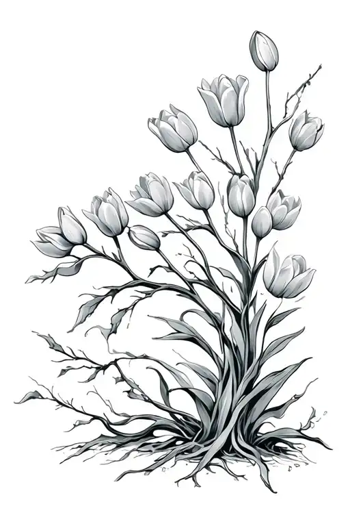 Willow Tree Vines And Tulips Black And Grey