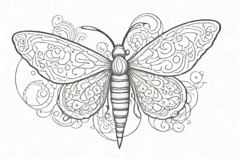 A Lettering Of The Word Surreal Combined With Line Work Of A Moth