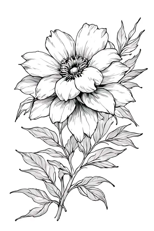 Assembly Of Large Flower And Leaves
