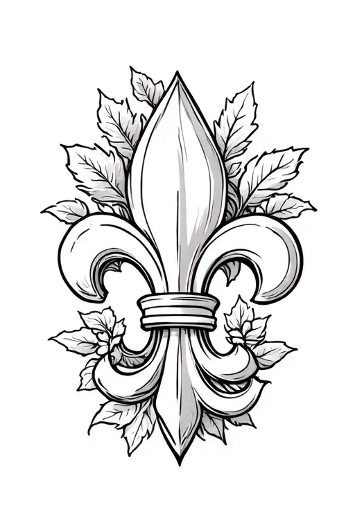 Several Large Fleur-de-lis With Leaves