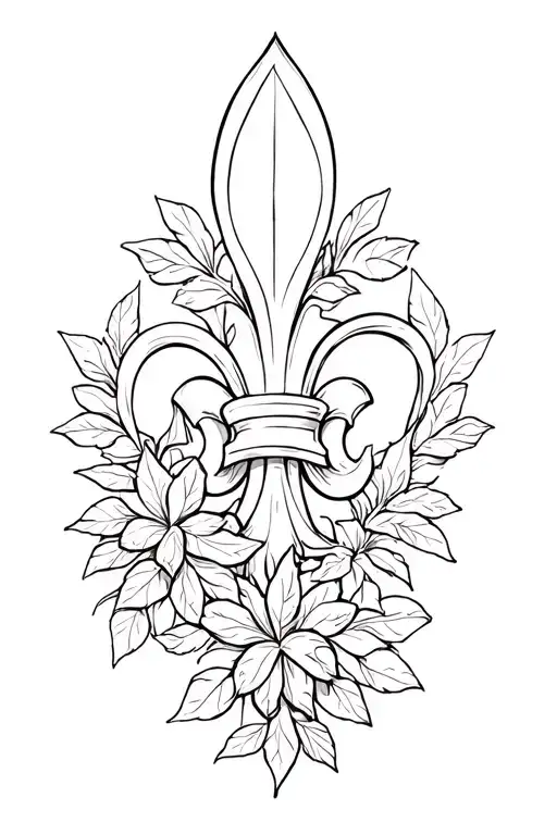 Several Large Fleur-de-lis With Leaves