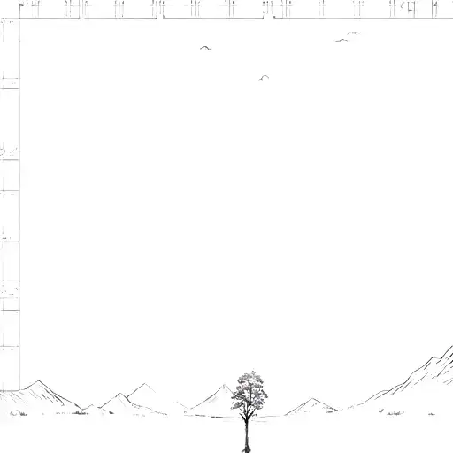 A Lone Tree In The Middle Of A Field With Mountains In The Background