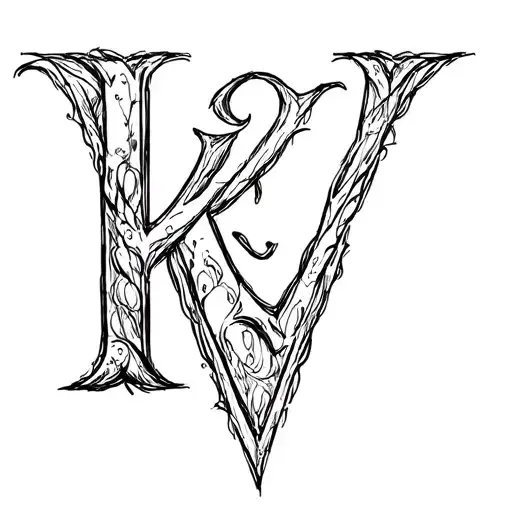 K And V Letter Hugging